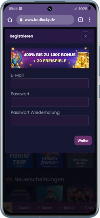 Registrierung über die offizielle App