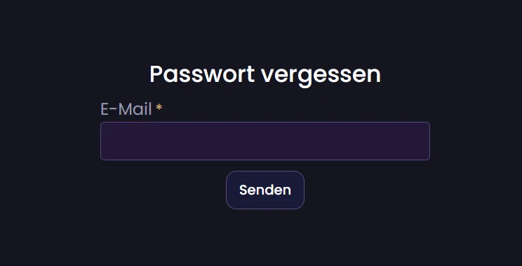 Formular Passwort zurücksetzen