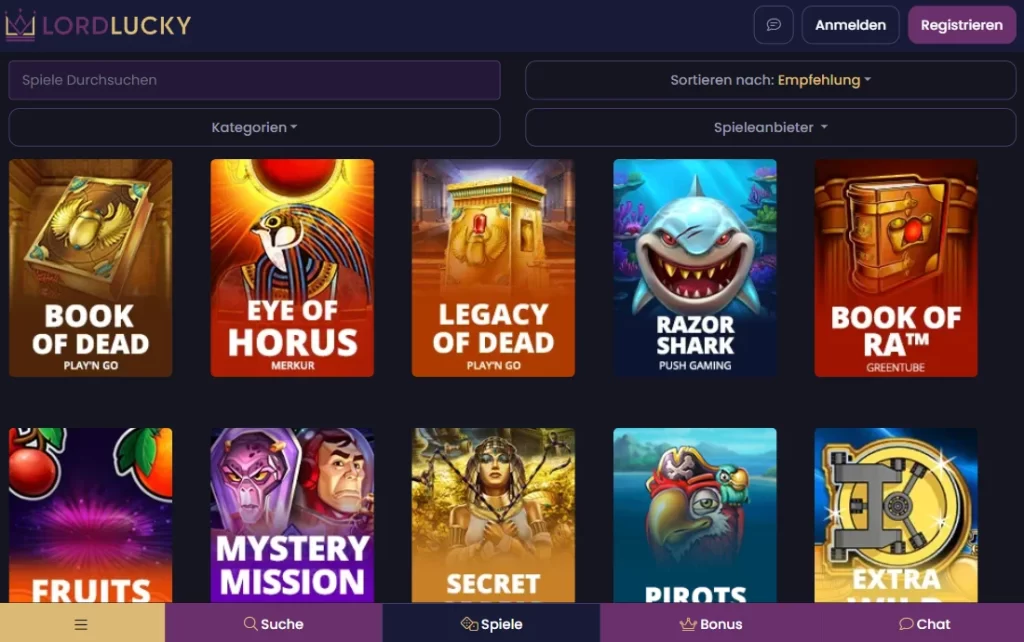 Lord Lucky Slots Seite